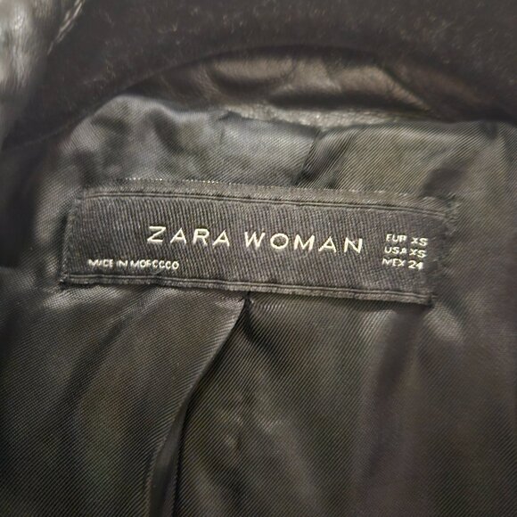 Zara Women Black Wool and Lambskin Coat Size XS - Picture 3 of 4